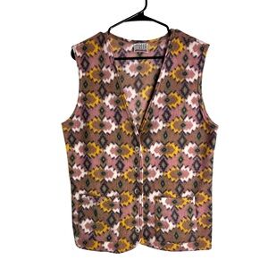 Vintage Multicolor Patterned Sleeveless Vest